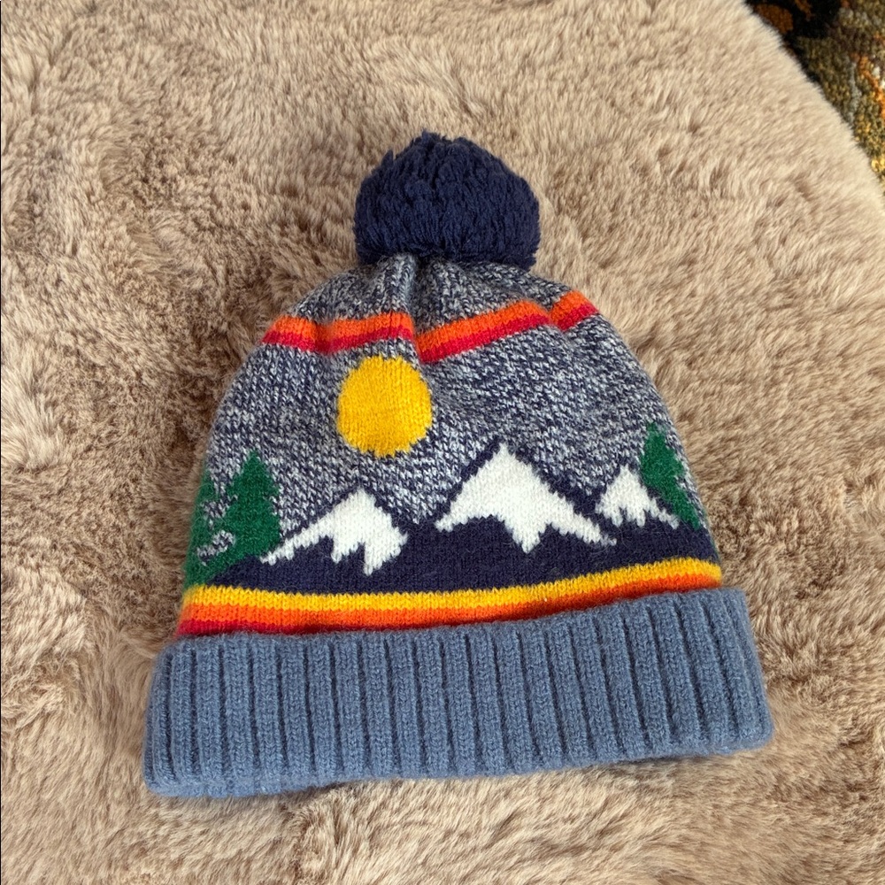 3 for $15🚨 Toddler Fleece Lined Winter Hat Mountain Scene